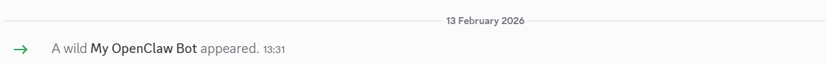 screenshot of 'A wild My OpenClaw Bot appeared' message