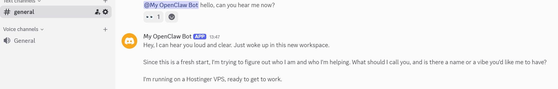 screenshot of OpenClaw bot conversation