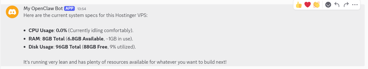 screenshot of OpenClaw bot conversation