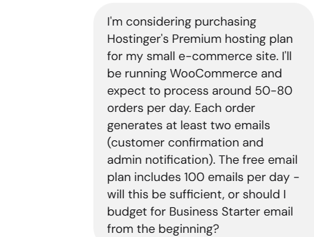 screenshot of Hostinger Live chat conversation