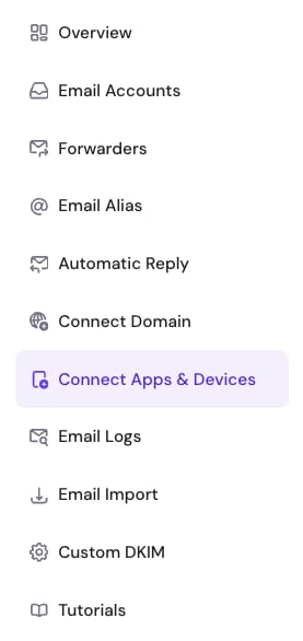screenshot of Hostinger dashboard 'Connect Apps & Devices' button