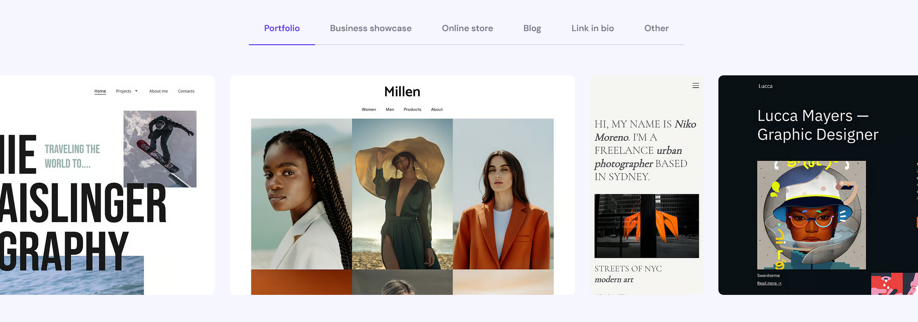screenshot of Hostinger Website Builder Portfolio