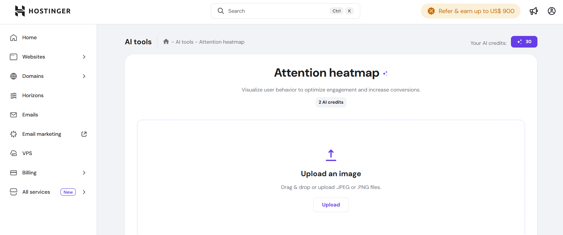 screenshot of Hostinger AI Tools