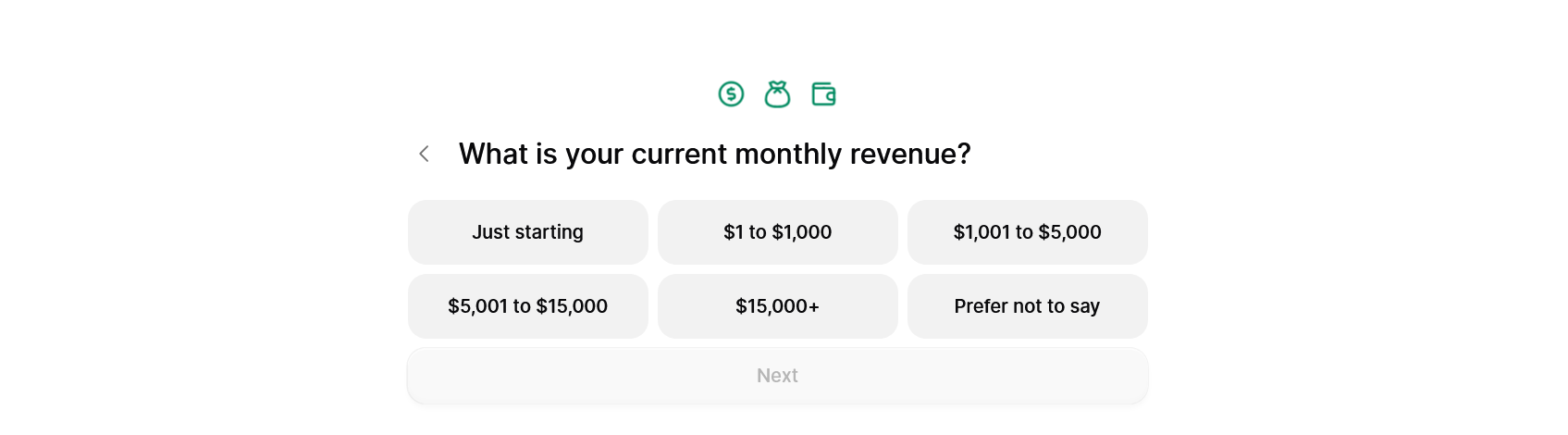 screenshot of Durable Sign Up questions