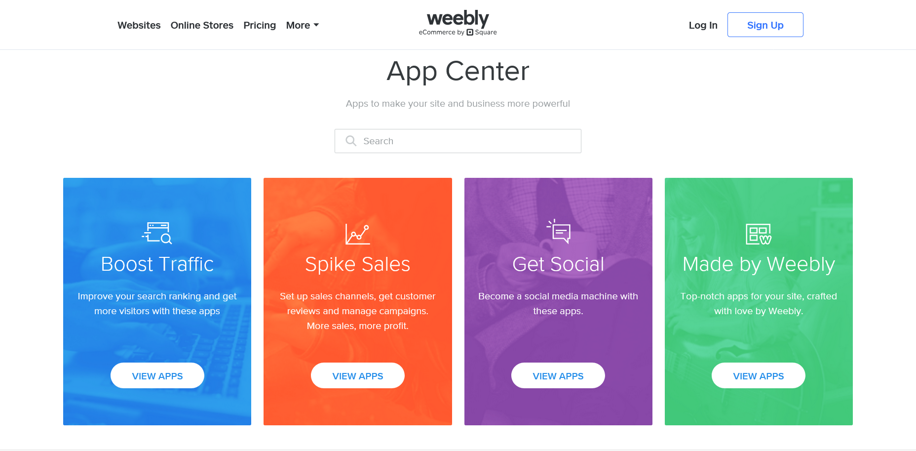 screenshot of Weebly App Center