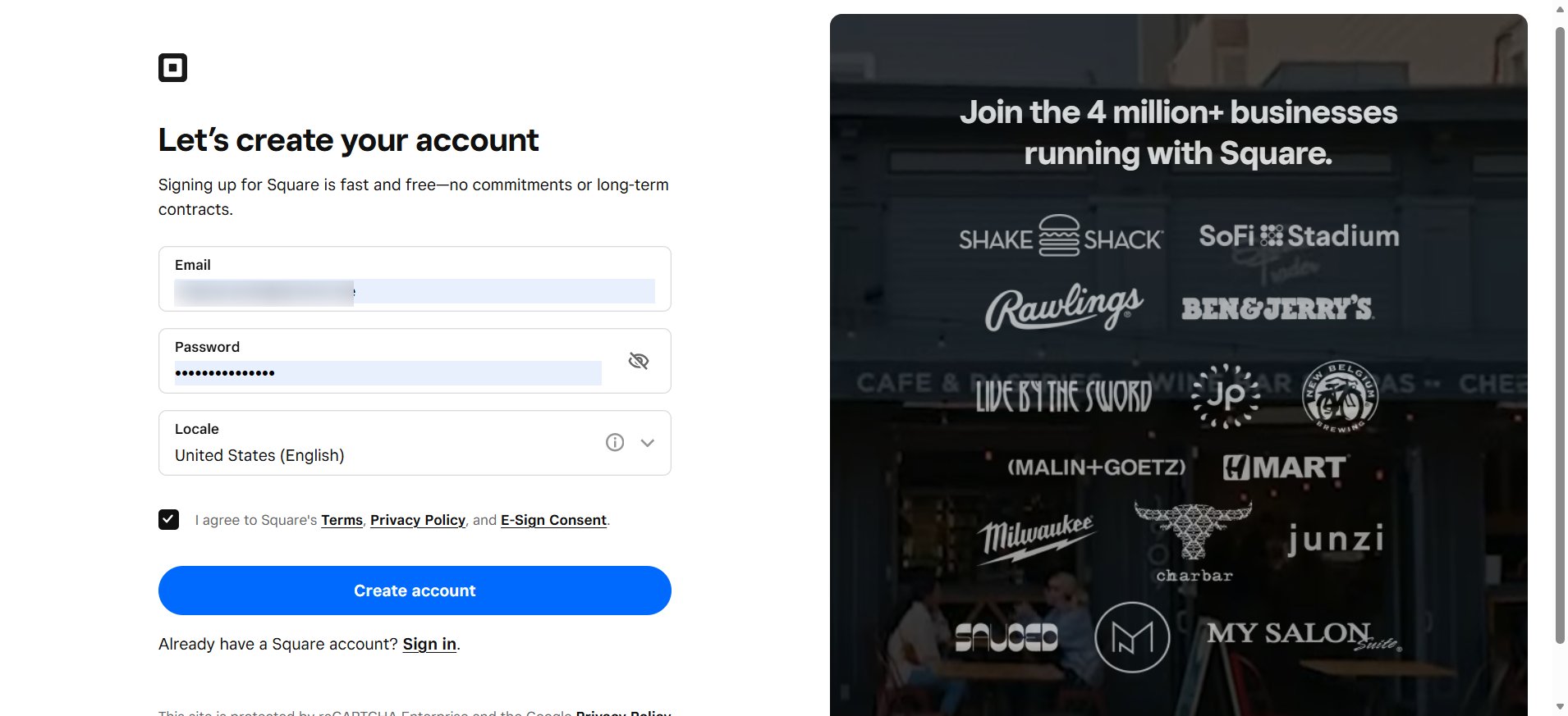 screenshot of Weebly Sign In page