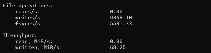 screenshot of Disk I/O Performance Random-Write Test result