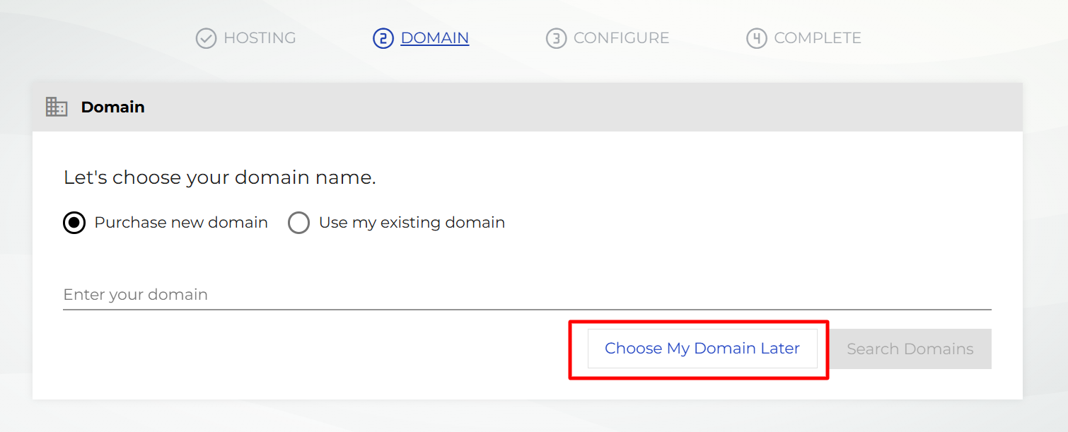 screenshot of InMotion Hosting Domain menu