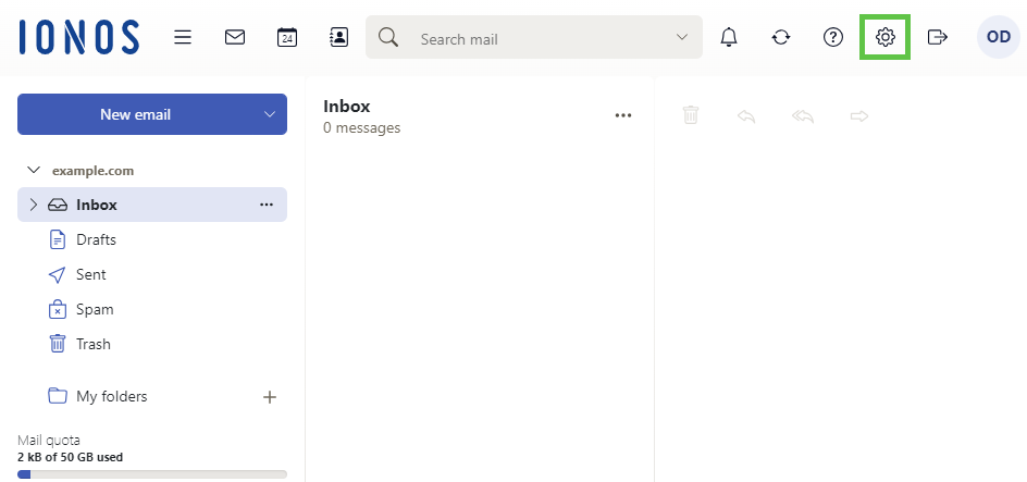 screenshot of IONOS Email Inbox