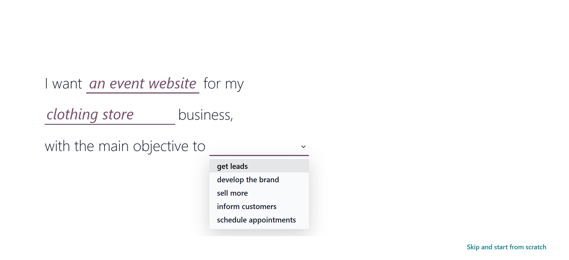 screenshot of Odoo onboarding process
