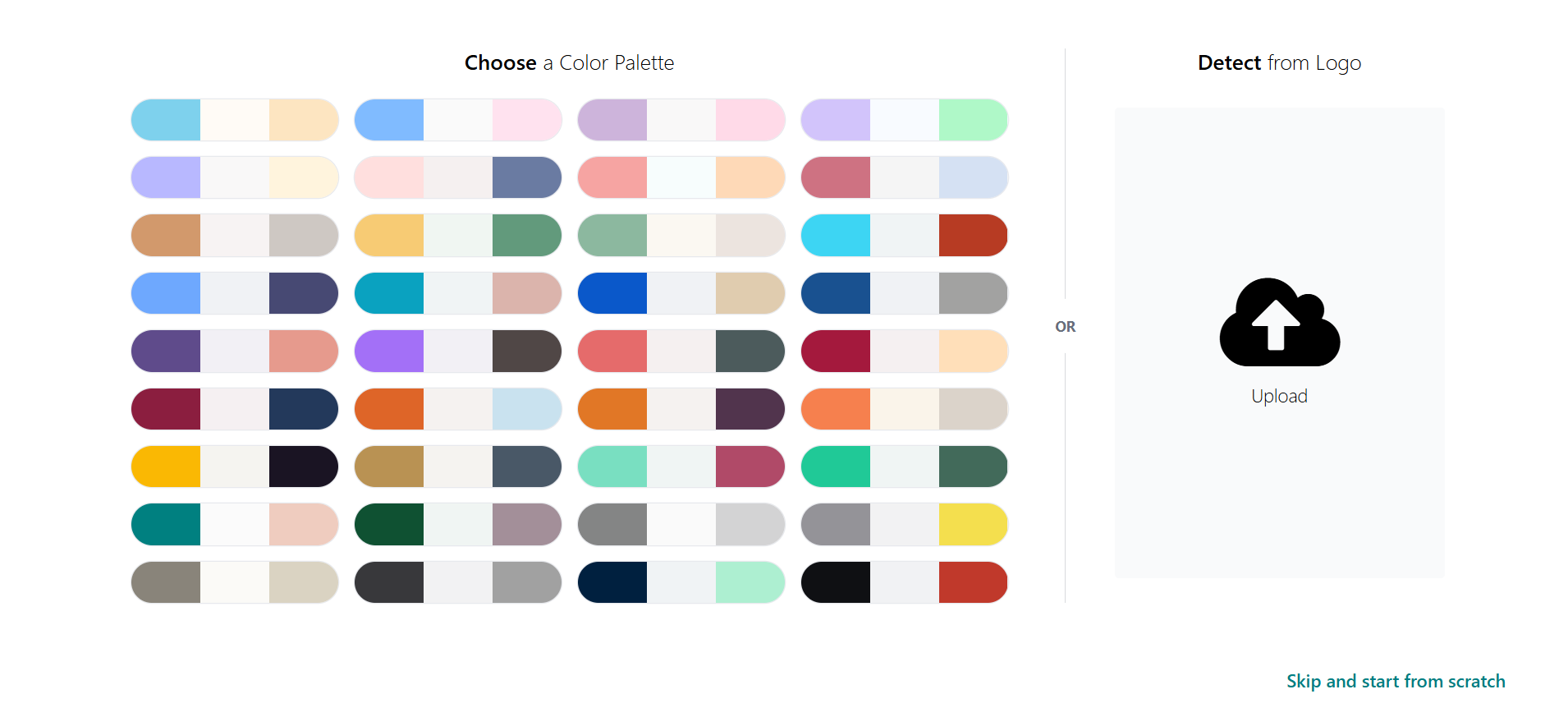 screenshot of Odoo 'Colour Palettes' tab