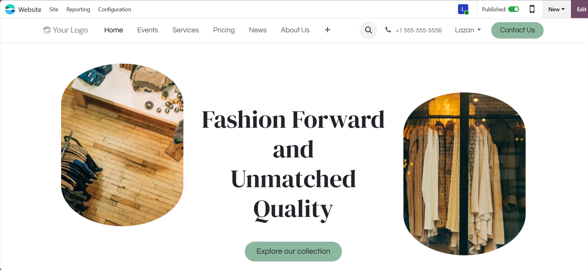 screenshot of Odoo's AI generated website