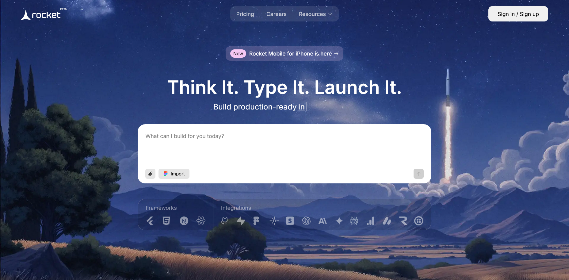 screenshot of Rocket.new website
