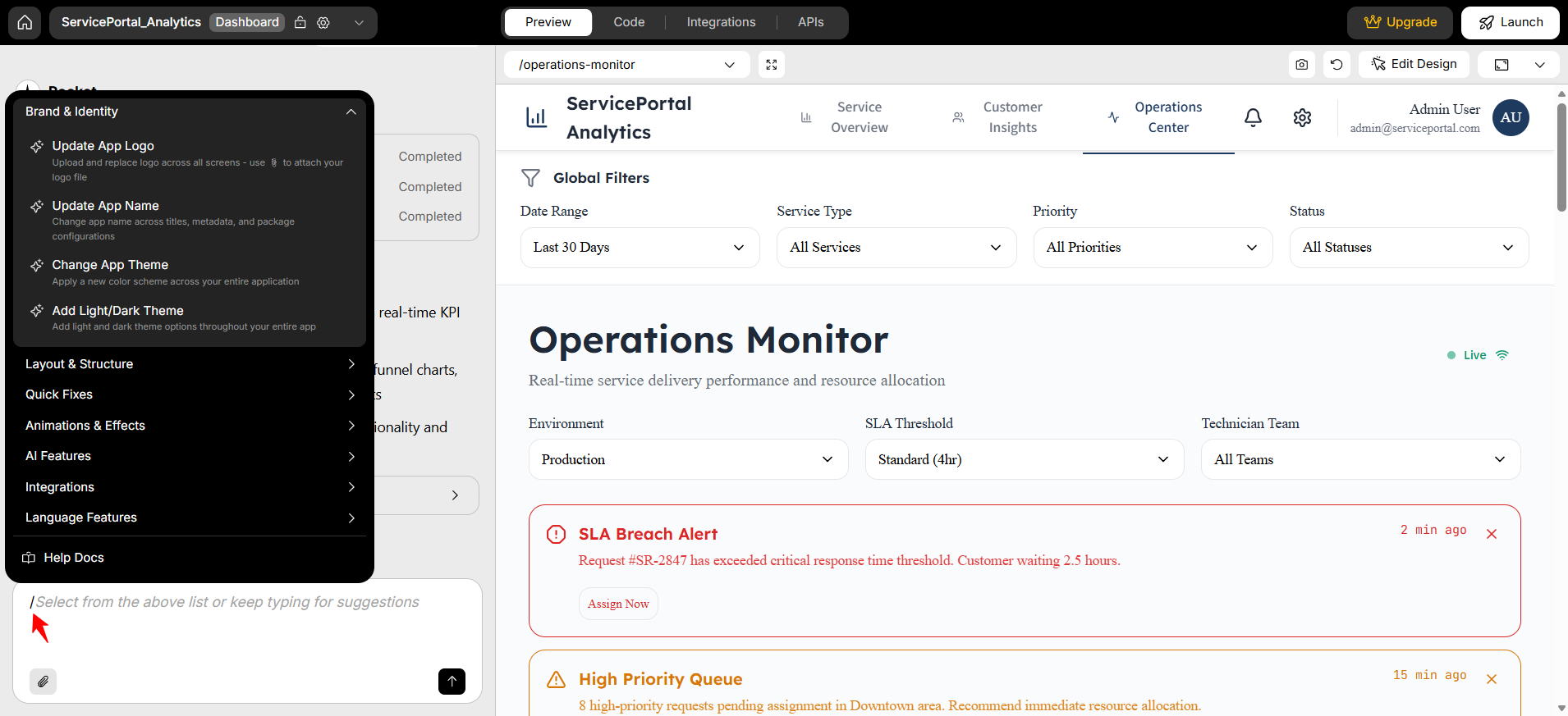 screenshot of Rocket.new 'Brand & Identity' tab