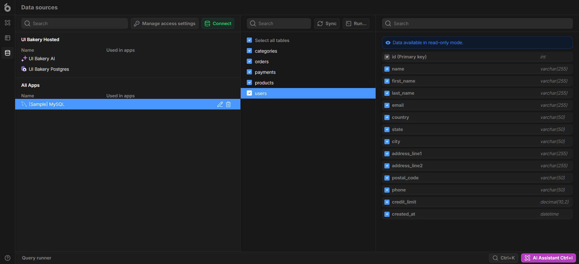 Screenshot of UI Bakery 'All Apps' tab