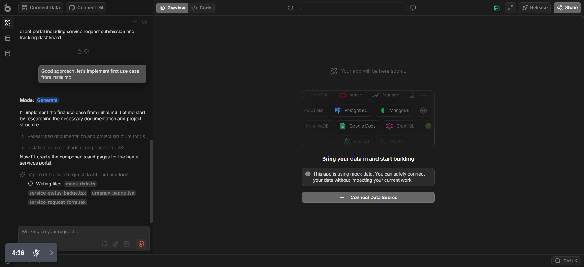 screenshot of UI Bakery chat conversation