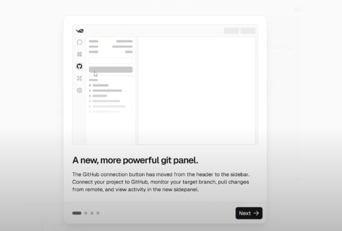 screenshot of v0 dashboard