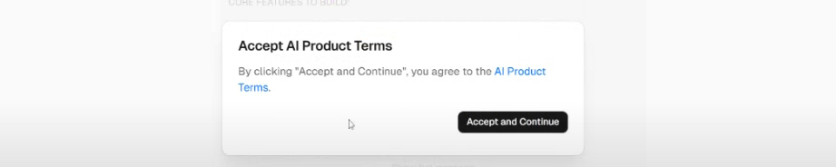 screenshot of v0 terms page