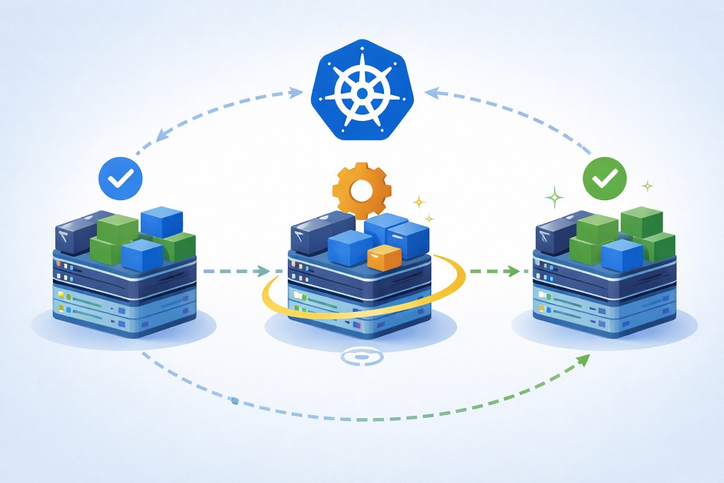 A simple visual illustrating the Kubernetes node upgrade workflow