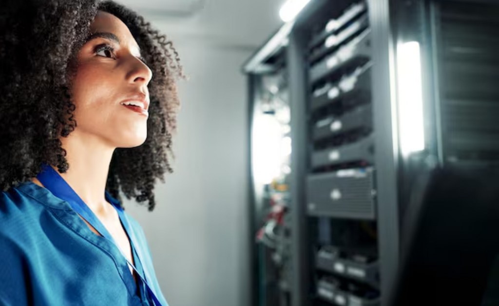 A technician in a data center.