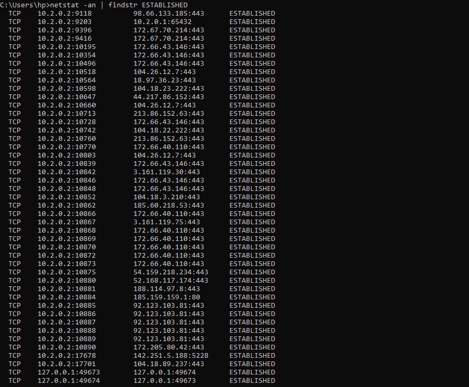 Active TCP connections confirm stable broker communication for uninterrupted VPS-based trading.