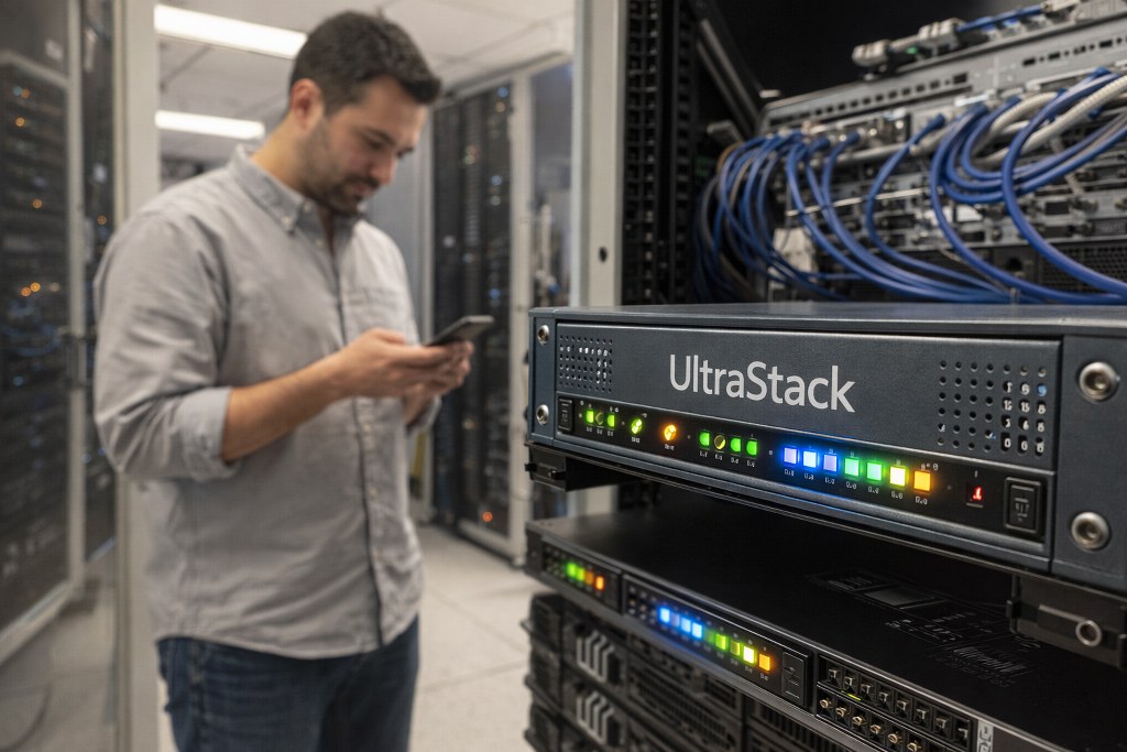 An UltraStack server operates in a modern data center