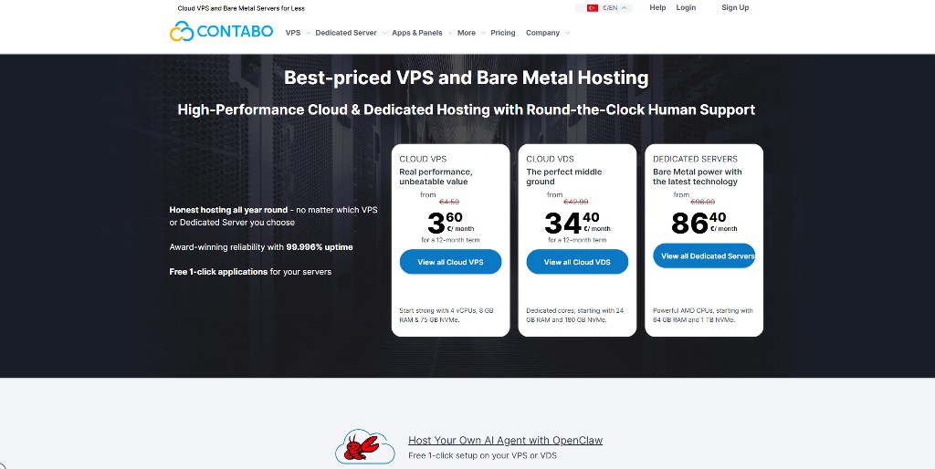 Contabo's website homepage.
