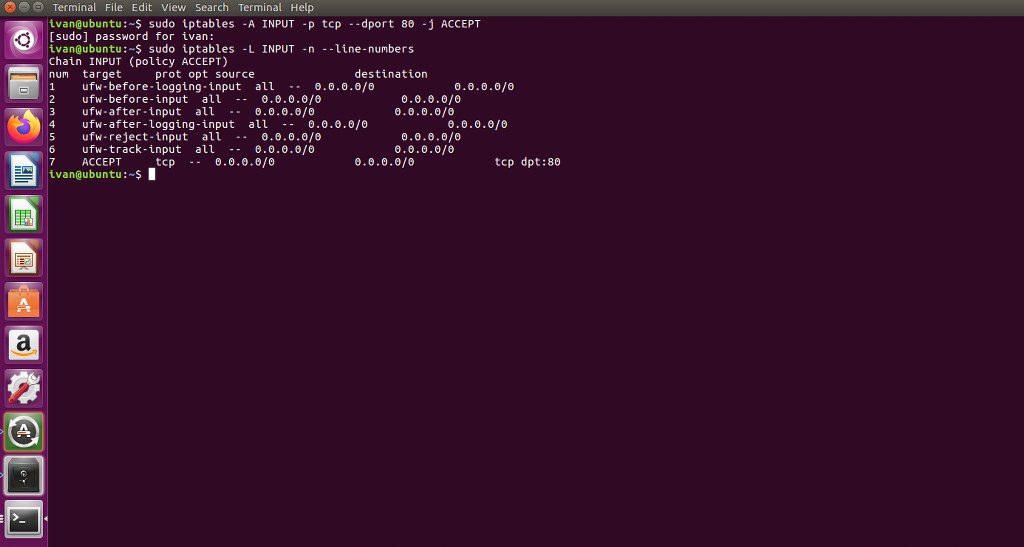 Enabling traffic acceptance on port 80.