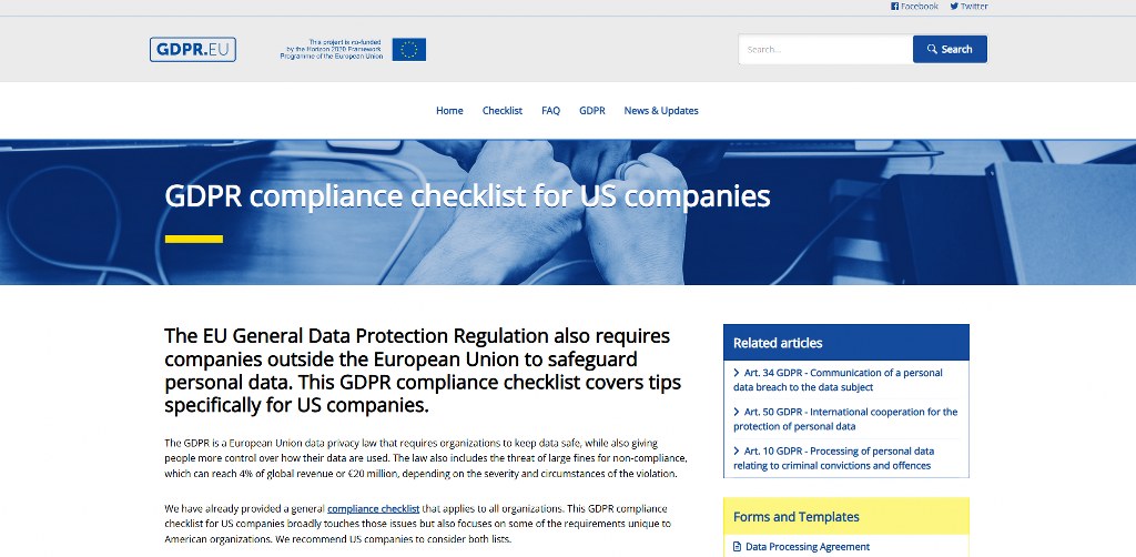 GDPR homepage.