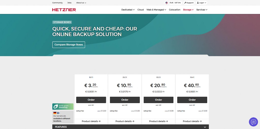 Hetzner's homepage.