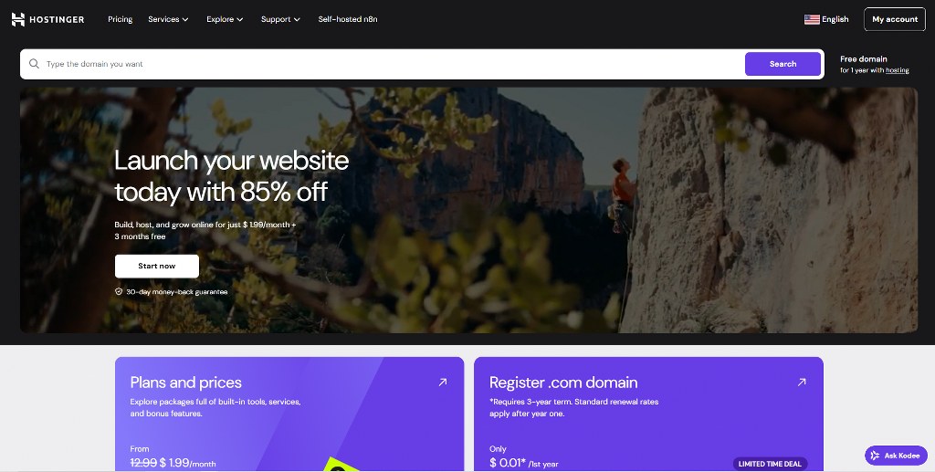 Hostinger's website homepage_1