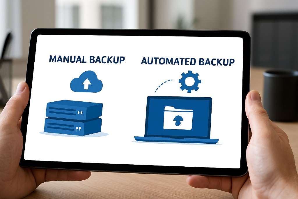 Manual vs automated backups.