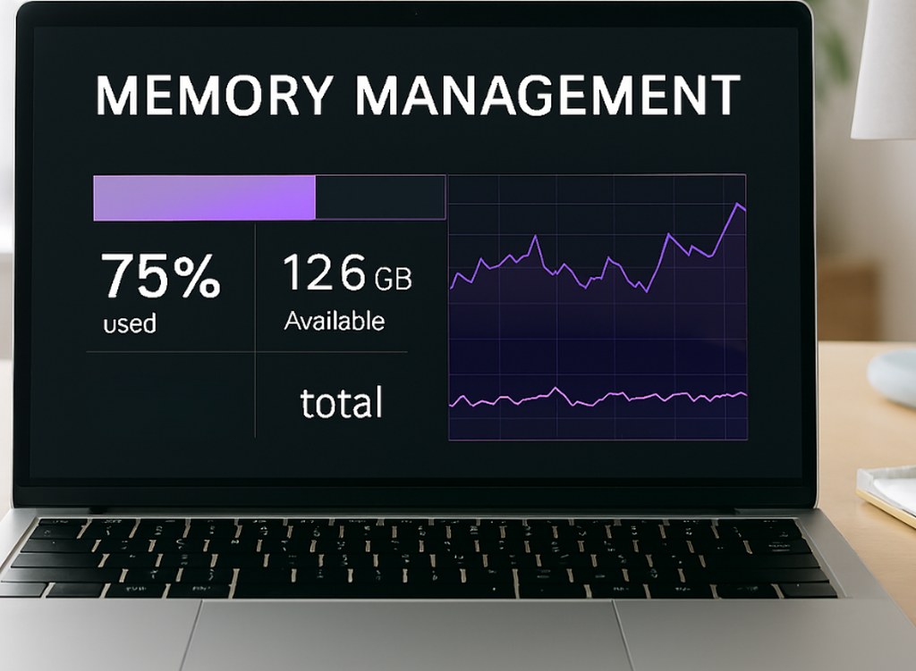 Memory management dashboard on a laptop.