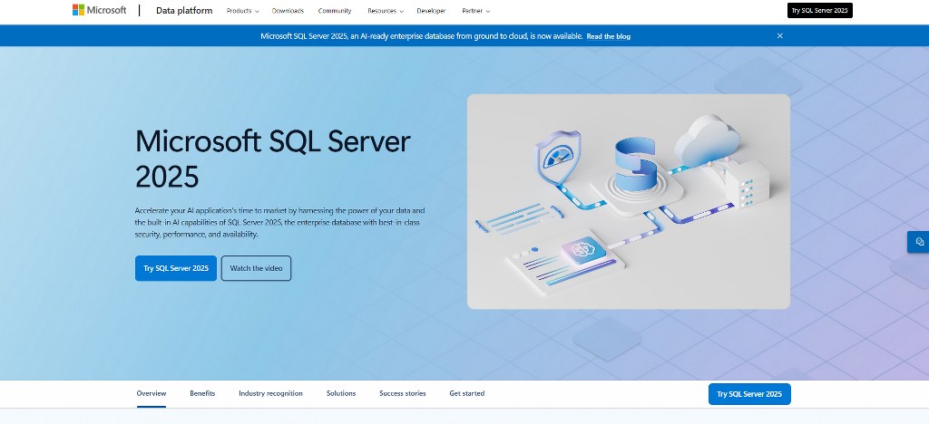 Microsoft SQL Server homepage.