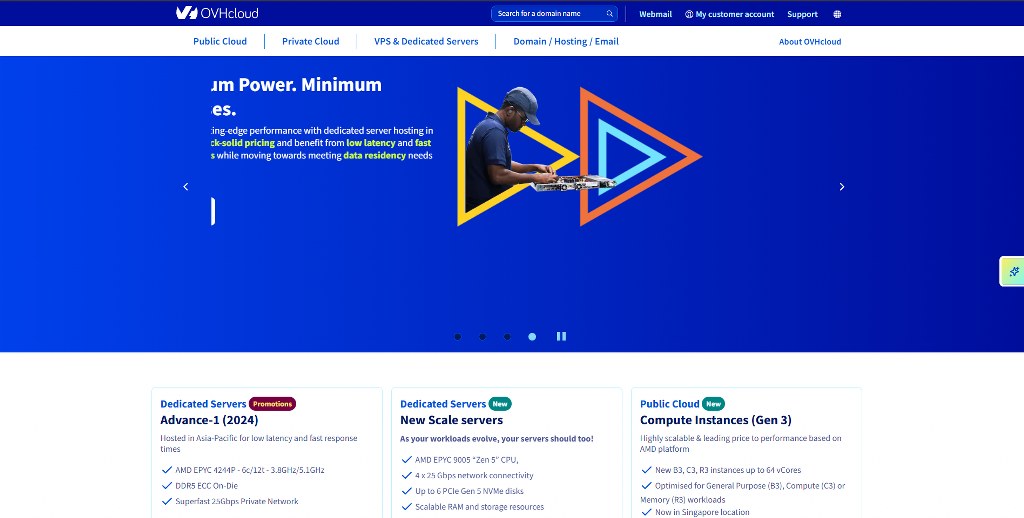 OVHcloud's homepage.
