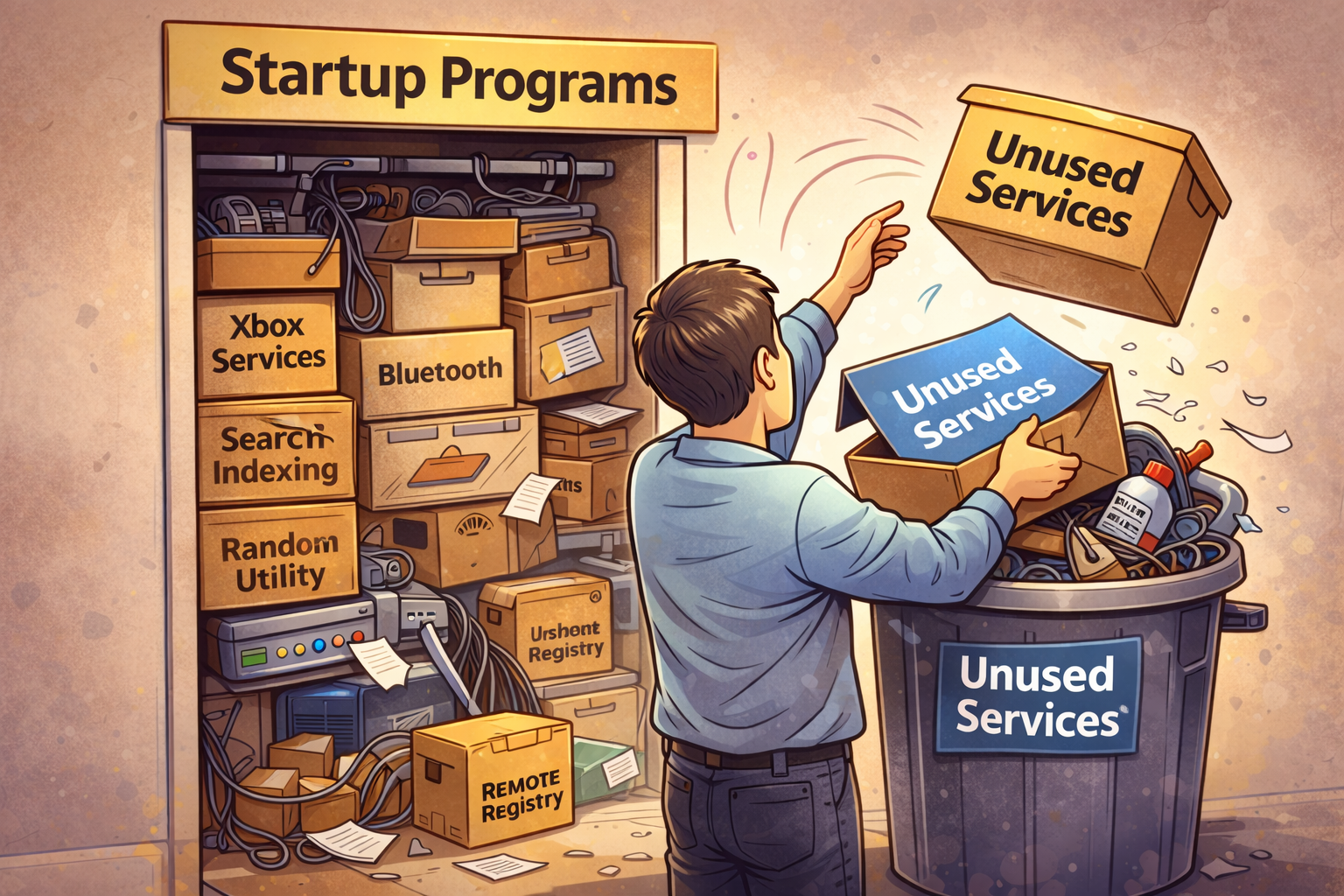 Removing unused Windows startup services