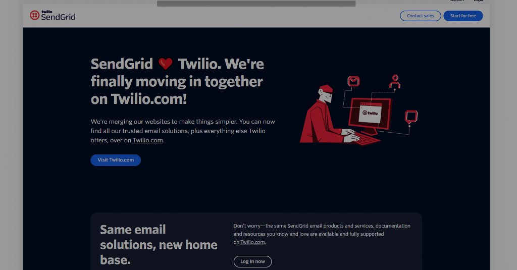 SendGrid's website homepage.