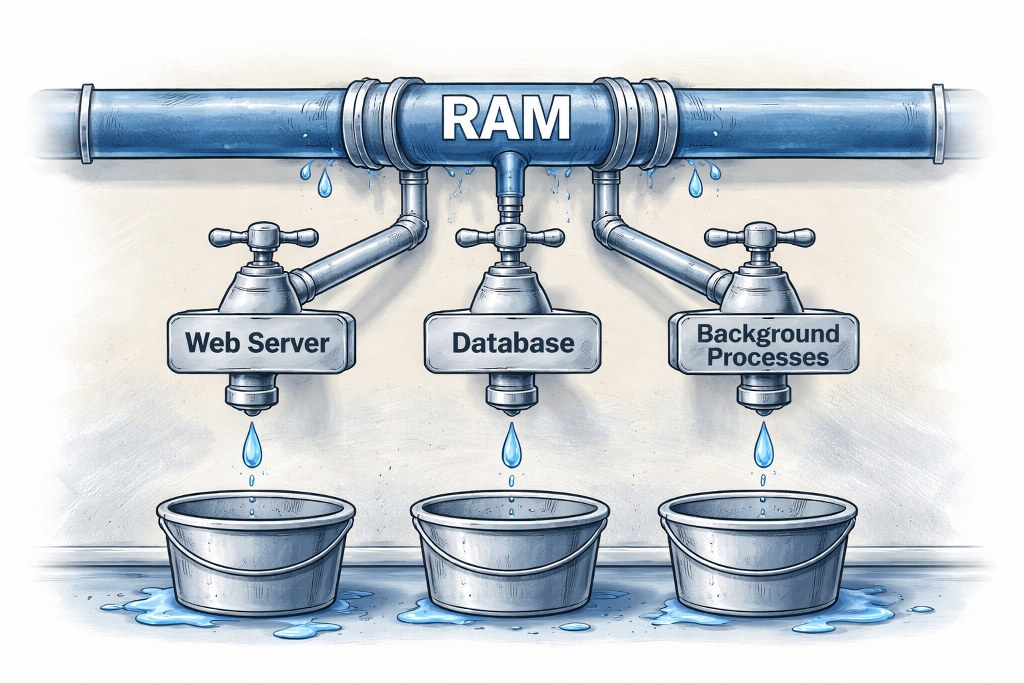 Server RAM allocation for web server and database