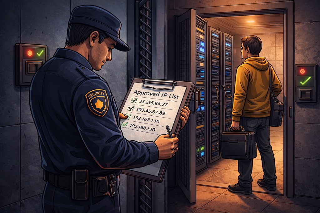 Server access protected by approved IP whitelist security