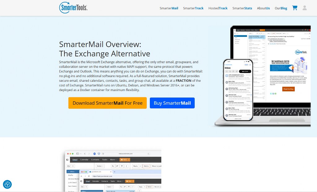 SmarterMail's website homepage.