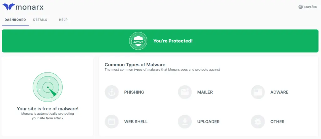 screenshot of Monarx