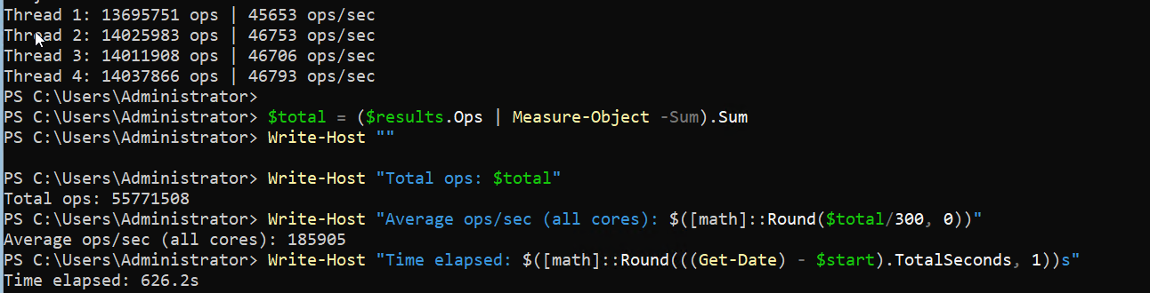 screenshot of Stress Test result