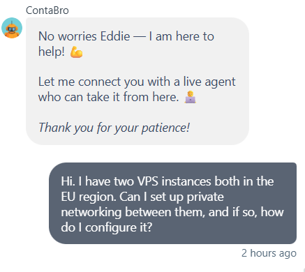 screenshot of Contabo AI chat conversation