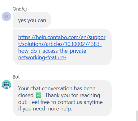 screenshot of Contabo AI chat conversation
