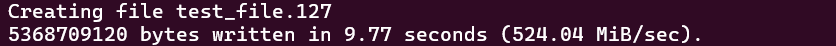 screenshot of Write Speed test result