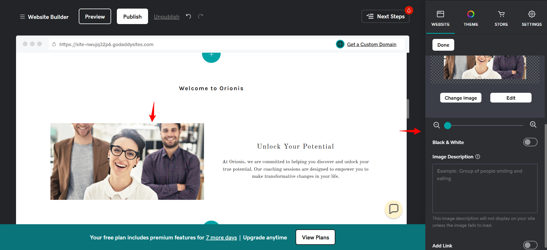 screenshot of Image size editor