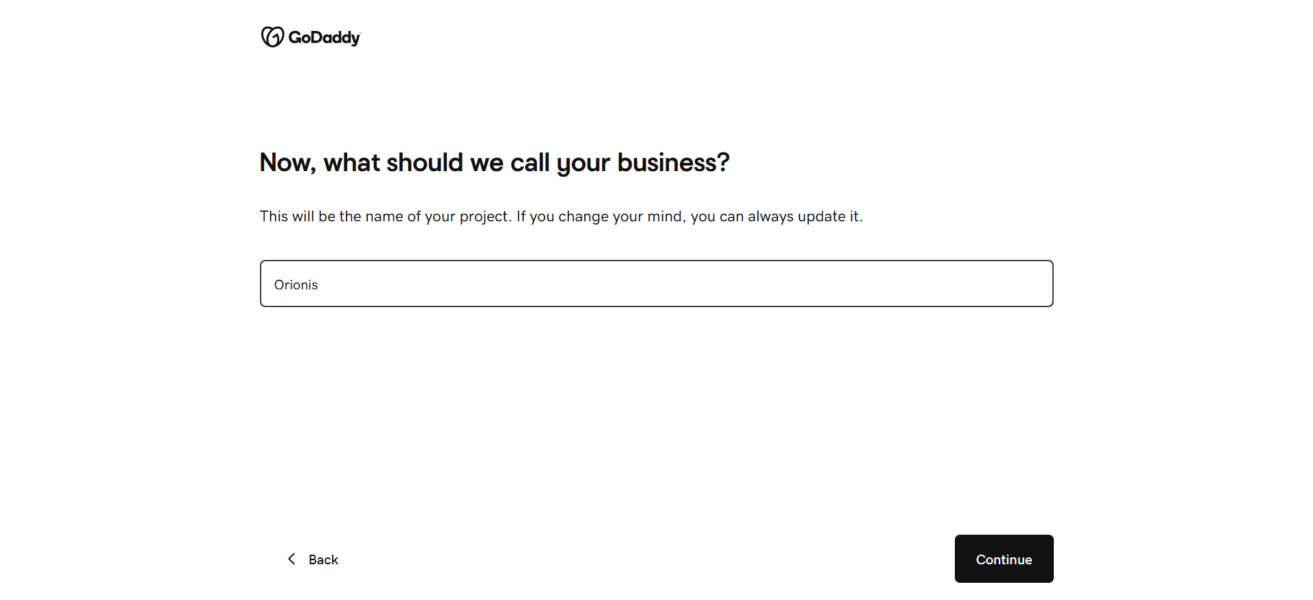 screenshot of website name of project set up