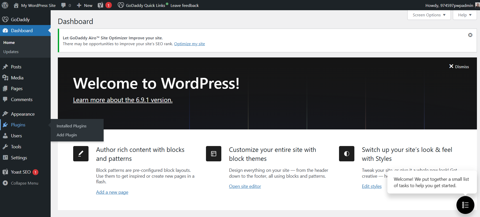screenshot of WordPress Dashboard