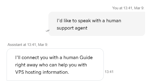 screenshot of GoDaddy Live Chat conversation 