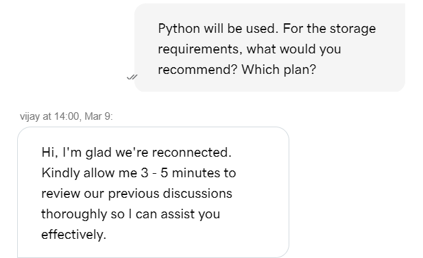 screenshot of GoDaddy Live Chat conversation 